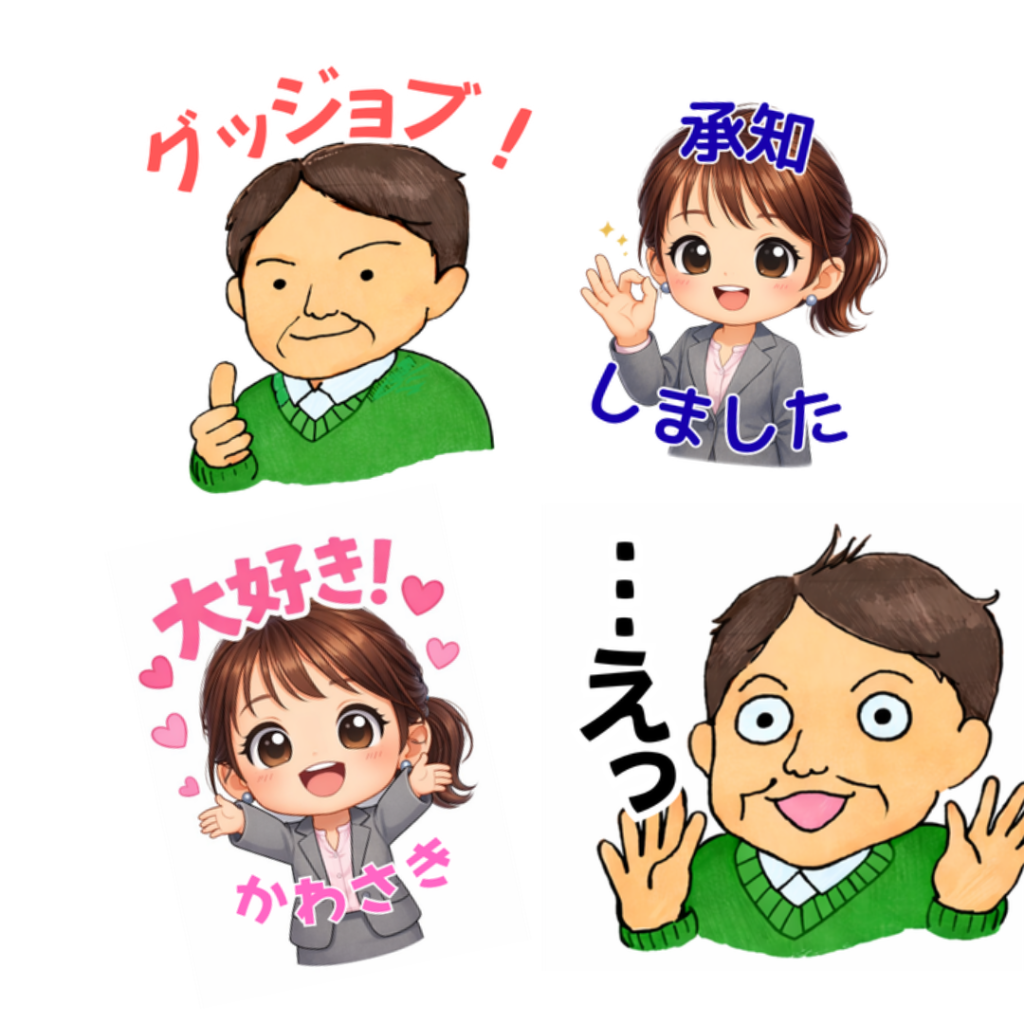 似顔絵LINEスタンプ例
