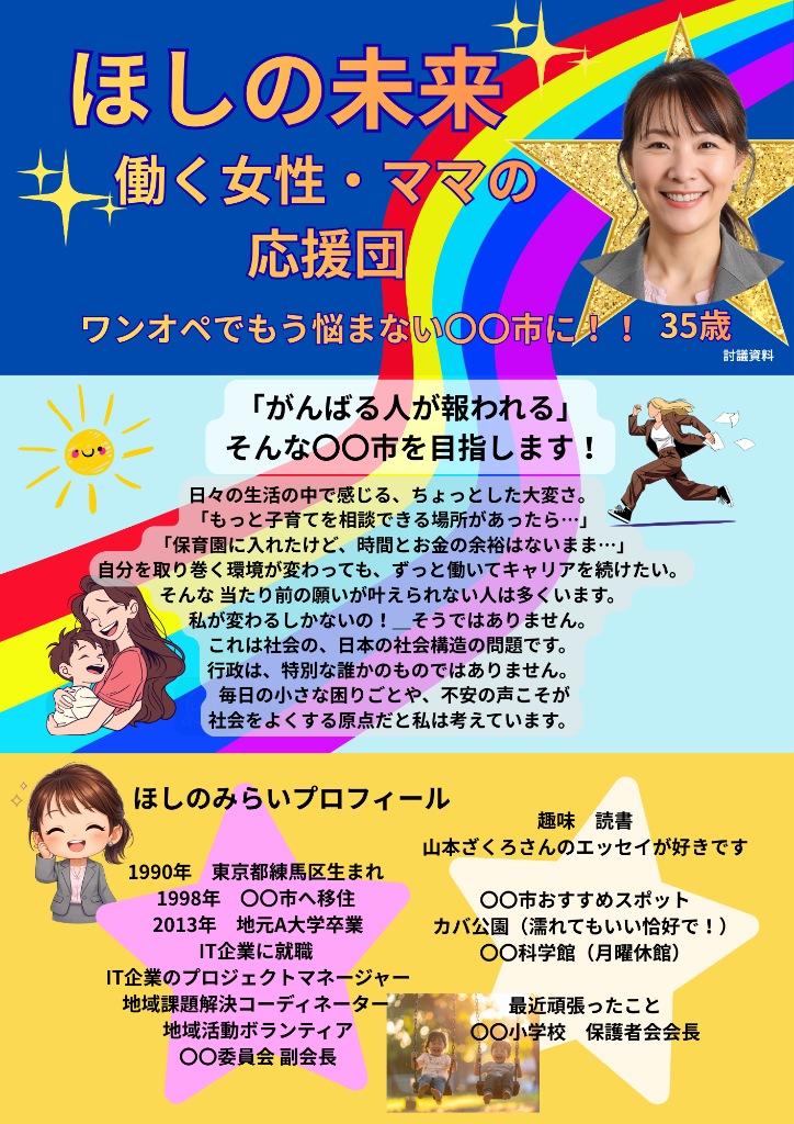 政治活動ビラ - ほしのみらい（表面）
